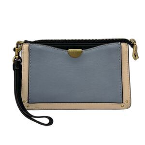 COACH Wristlet Tri-Color Leather Brass Hardware Zippered w/ Front Pocket